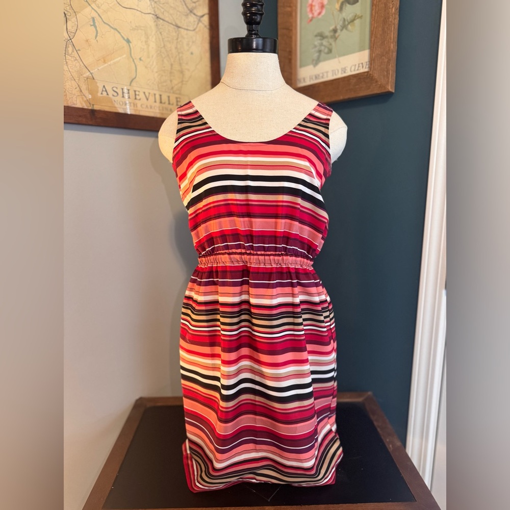 LOFT Multicolor Striped Midi Dress